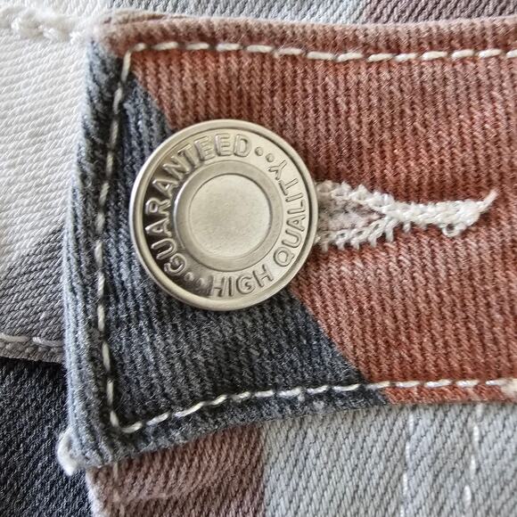 Wisteria Lane 26 Bell Bottom Jeans Vintage Style Striped Boho Y2K Hippie 70's - Picture 10 of 14